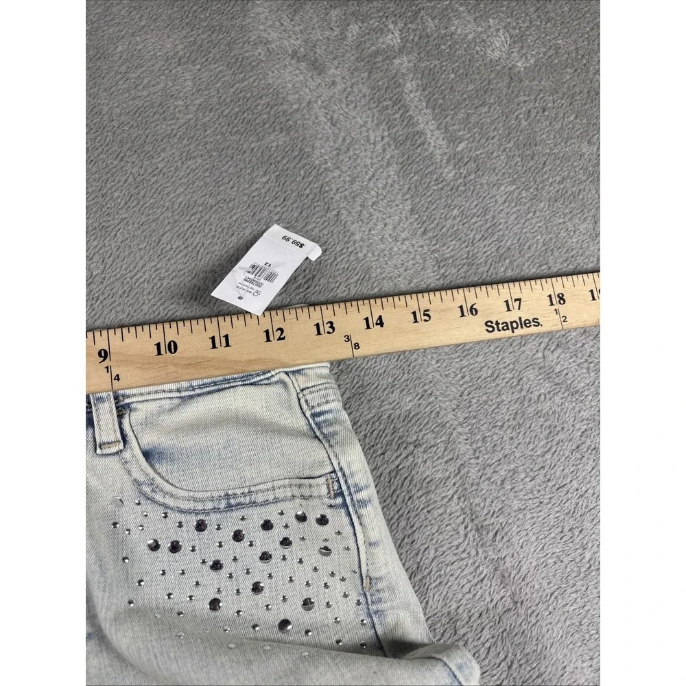 GAP Denim Girls' 70's Flare Stretch Adjustable Waist Studded‎ Jeans Light 12 NWT